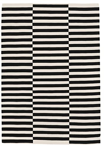 RugVista, Moderno, Teppich, Mittelflor Teppich, 200 x 300 cm, Rechteckiger, Moderner Kelim Teppich, Wolle, Flur, Schlafzimmer, Küche, Wohnzimmer, Weiss/Beige, Schwarz