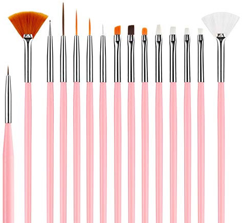 15 Stücke Nagel Pinsel Nageldesign Malerei Stift Nail Art Liner Pinsel für UV Gel und Acryl Fingernägel Nailart Nagel Zubehör Nageldesign Modellage Pediküre Maniküre