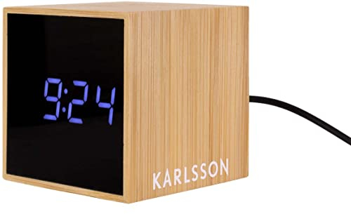 Karlsson Wecker Mini Cube - Bambus - 6,3x6,3cm - Platz - Bamboo - Wecker für Schlafzimmer