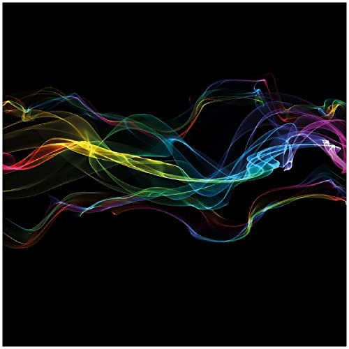 Wallario Glasbild Bunter Rauch vor schwarzem Hintergrund - 30 x 30 cm Wandbilder Glas in Premium-Qualität: Brillante Farben, freischwebende Optik