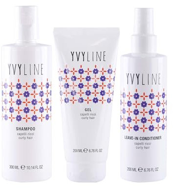 YVYLINE Haarpflege-Set für lockiges Haar, Shampoo + Gel + Leave In Conditioner, 3-teiliges Set, Curly Girl Yvyline System, Schrittwäsche und Definition