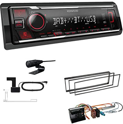 Kenwood KMM-BT408DAB 1-DIN Digital Media Receiver Autoradio DAB+ Bluetooth USB Einbauset passend für Citroen C3 und C3 Pluriel 2002-2010 schwarz