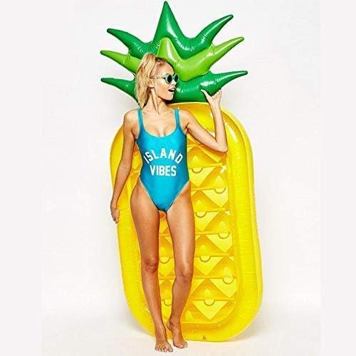FBITE Schwimmring Luftmatratzen Ananas Zweifarbig Schwimmende Reihe Aufblasbare Spielzeuge Mode Ananas Großer Schwimmring Rettungsring 180 * 90 * 20cm