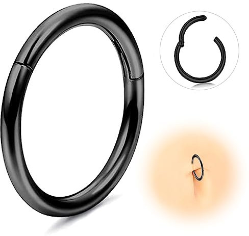 ESHIONER G23 Titan Hypoallergen Nasenring Silber Gold Septum Piercing Helix Ring Knorpel Ringe Tragus Conch Piercing Ring 14G 16G Dicke 12MM Nasenpiercing 1 Stück