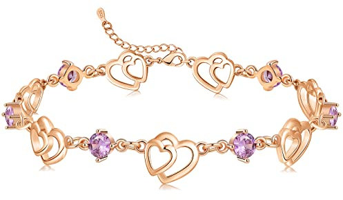Cosie Lily Bracelet Femme Jour de la Saint - Valentin Bracelet Argent Sterling 925 Coeur Or Réglable Charms Bijoux Cadeau Cadeau Femme Jour de la Mère Diplôme