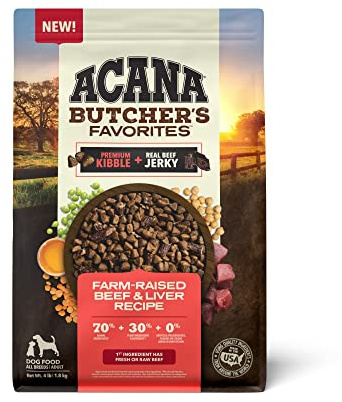 ACANA Butcher’s Favorites Grain-Free Dry Dog Food Farm-Raised Beef & Liver Recipe 4lb Bag