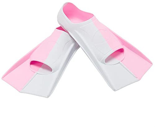 ENEN Schwimmflossen, Schnorchelflossen kurz Verstellbare Flossen für Kinder Erwachsene zum Schnorcheln, Schwimmen (XXXS(24-26Meter),Rosa + Weiß)
