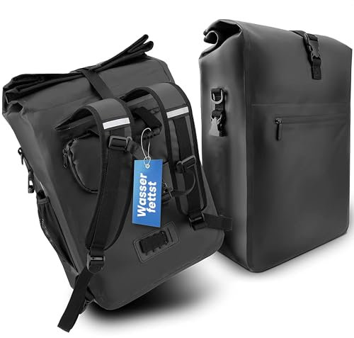 Avalo Fahrradtasche - Rucksack/Umhängetasche/Fahrradtasche - 25L - Wasserdicht - Schwarz - Einzelne Gepäcktasche für alle Fahrräder - Gepäcktaschen für Elektrofahrräder