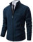 Shuanghao Uomo Cardigan Giacca Maglione Uomo Moda Felpa Elegante Manica Lungaa con Zip Foderato Pile Pesante Primaverile Autunno Invernale Outwear Cappottino Giacca Maglia Cardigan Uomo Blu XL