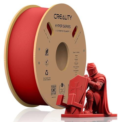 Creality Hyper PLA Filament Rot, 1,75 mm 1 kg 3D-Drucker Filament für schnelles Drucken, verhedderungsfrei, starke Haftung & hervorragende Überhangleistung, Maßgenauigkeit ±0,03 mm