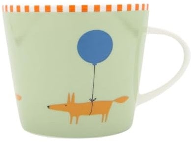 Scion Living - Keith Brymer Jones Collaboration Range - 10th Anniversary Ceramic Mug - Mr Fox Balloon - Gift Boxed - Green - 350ml - Gift Boxed