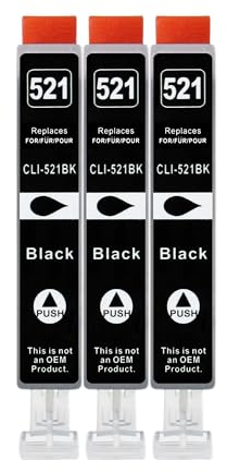 3 XXL Druckerpatronen kompatibel zu CLI-521 BK Schwarz für Canon PIXMA IP3600 IP4600 IP4600x IP4700 MP540 MP540x MP550 MP560 MP620 MP620B MP630 MP640 MP980 MP990 MX860 MX870