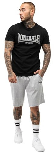 Lonsdale Herren MOY T-Shirt & Shorts Set, Black/Marl Grey, M