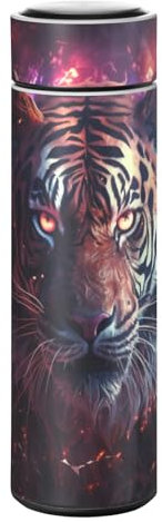 LINNIKEEEE Space Light Tiger Water Bottle Stainless Steel Insulated Vacuum Flask Leak Proof Thermos for Boys Girls