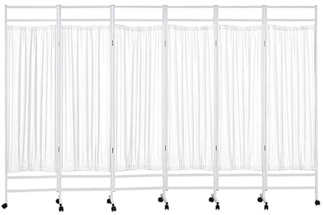 JIANGSS Sichtschutz-Trennwand mit Rädern, tragbarer Trennwand, freistehende Wand, klappbarer und rollbarer Raumteiler, mehrere Farben, für Büro/Schönheitssalons/Klinik,White-6Panel