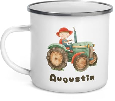 Chatcripant Tasse Tracteur Personnalisable Prénom Enfant Camion Tractopelle Mug Petite Fille Garçon Gobelet Verre Métal Acier Déjeuner Cadeau Noël