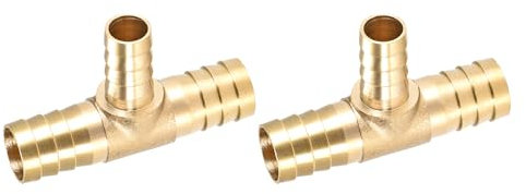 METALLIXITY T-forme Laiton Barbillon Raccord (16mm x 12mm x 16mm) 2pcs, Barb Réducteur - pour Carburant Air Eau Pétrole Gaz