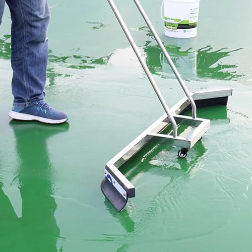 1.5m Wide Stainless Steel Tennis Court Squeegee,Water Pusher Cleaner Cart for Indoor & Outdoor Floors,Playground Floor Water Remover Squeegee Equipment with Wheels/Handle/Replaceable Strips