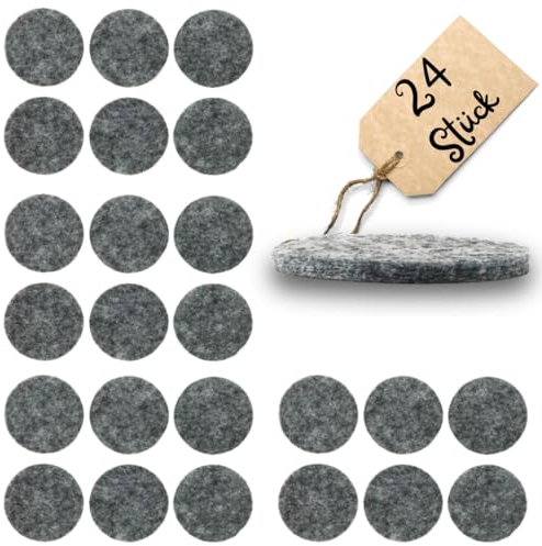 24er Set Filzgleiter selbstklebend Rund, 20mm in Grau Filz Pads Stühle mit 5mm Dicke, Möbelgleiter Bodengleiter Filz Stuhl Schutz für Möbel Böden