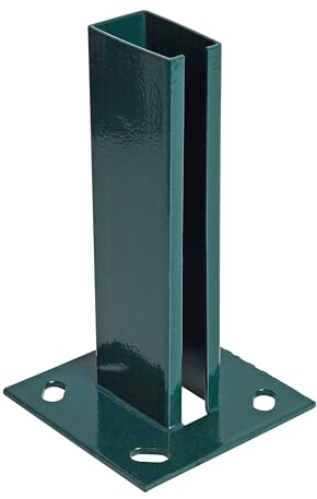 ESTEXO Aufschraubhülse Pfostenträger Pfostenschuh 40x60 mm Doppelstabmatten Zaun Pfosten Bodenplatte RAL 6005