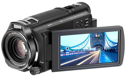 Annadue Videokamera Camcorder, WDR Antishake Vlogging Kamera mit Drehbarem 3,5 Zoll Touchscreen, 5K Kamera für Videoaufzeichnung, 12 Fach Optischer Zoom Digitalkamera Recorder