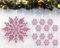 Decorazioni da appendere a forma di fiocco di neve glitterate, rosa cipria