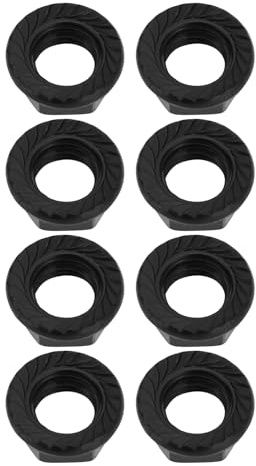 Create idea Kurbelarm-Tretlager-Mutter, Kurbelachse, Stahl, Mutterlochdurchmesser 10 mm, Höhe 12 mm, Durchmesser unten: 14 mm, zur Befestigung von Kettenrad, Kurbel, Gruppenrad, Schwarz, 8 Stück