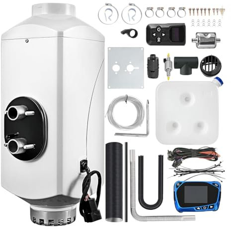 MegLob Réchauffeur Diesel 5KW, Radiateur De Stationnement Diesel avec Ajustement D'altitude Automatique, Chauffe-Air De Stationnement avec Télécommande Et Moniteur LCD,24v