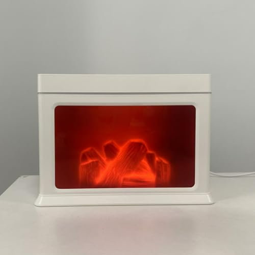RANRAO Aromatherapie-Diffusor mit 3D-Kaminflammen-Diffusor, für den Schreibtisch, Holzkohle, ätherisches Öl, Luftbefeuchter bietet beruhigende Aromatherapie-Vorteile für Zuhause (weiß)