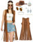 7pcs Hippie Kostüm Damen Set Cowgirl Kostüm Hippie Tassel Weste 70er Jahre Outfit Cowboy Hut Halloween Mottoparty Karneval Faschingskostüme (Brown, M)