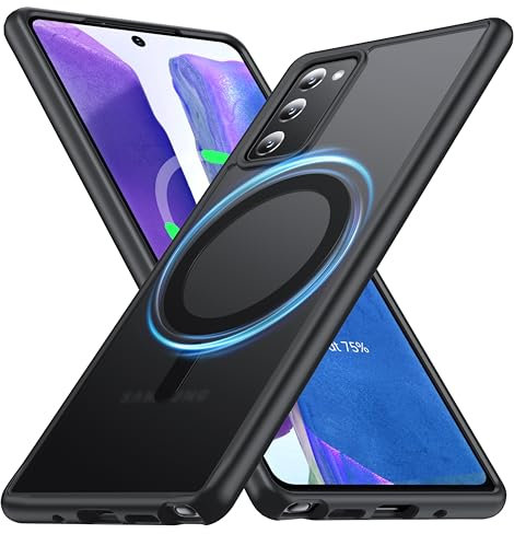 FNDMIL [NO.1 Magnetisch für Samsung Galaxy Note 20 Hülle mit MagSafe [Translucent Matt][Anti-Fingerabdruck][Militär Stoßfest] Hardcase mit Weich Silikon Handyhülle für Galaxy Note 20 Case,Schwarz