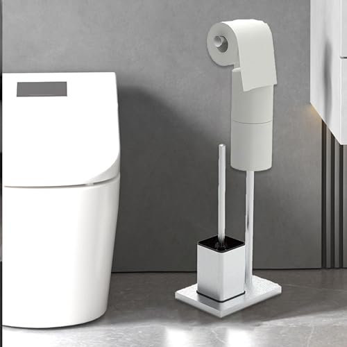 UUE Edelstahl Klopapierhalter Stehend mit Klobürste - Toilettenpapierhalter mit WC Bürste, WC Garnitur mit Toilettenpapierhalter und Toilettenbürste, Klorollenhalter Stehend für 4 Rollen