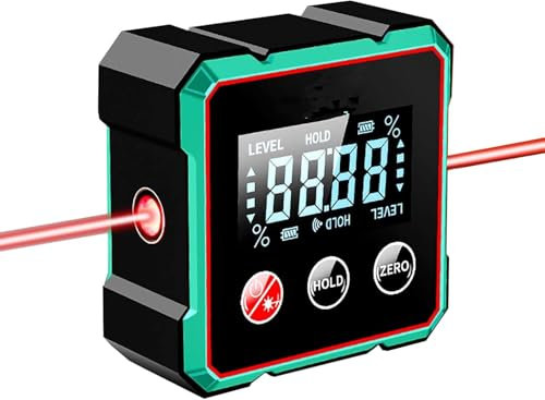 Laser Level，USB Charging Digital Level Box Angle Finder with Electronic Laser, Strong Magnetic Base & LCD Display, Waterproof Inclinometer for Woodworking (A)