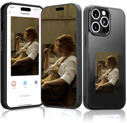 Youery Ink Screen Handyhülle, Personalisierte Hülle für iPhone 13 Pro Max, Benutzerdefinierte Bilder auf dem Gehäuse Anzeigen, AI Phone Case, NFC-Verbindung, TPU, Schwarz (Schwarz-X, iPhone13 Pro Max)