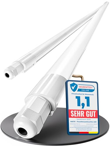 MATO® 2x Feuchtraumleuchte LED 150cm - Wasserdicht IP65, 40W, 5760lm - 6500K Kaltweiß - Verknüpfbare Feuchtraumlampe - Wannenleuchte, Kellerleuchte, Garagenlampe, Werkstatt Deckenleuchte Lang