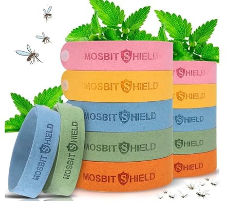 Pulseras Repelente de Mosquitos, 12 Piezas Pulsera Antimosquitos para los Niños y Adultos, Protección de Hasta 720H Ajustables Impermeables Pulsera Mosquitos
