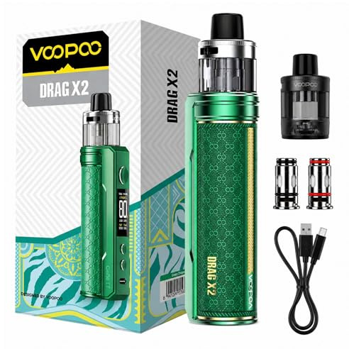 VOOPOO Drag X2 - Compact and long lasting Vapes E Cigarette Kit - 80W Vapes Rechargeable Kit With Leather Construction PNP Coils - NO battery Included - Tank 2mL - No Nicotine