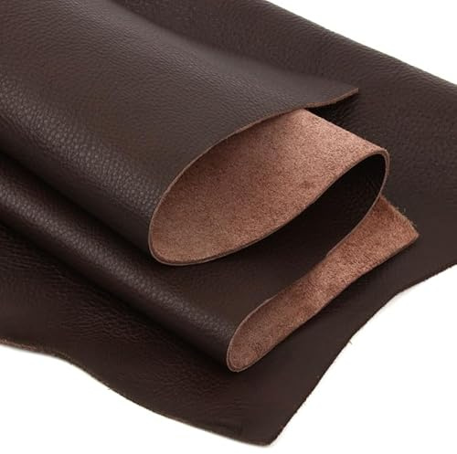AIXILAN Lederstoff, Lederstoff, dunkelbraunes Kuhfell, echtes Leder, pflanzlich gegerbtes Lederstück for DIY-Gürtel, Geldbörse, Sofa, Autositz, Rindslederstoff(50x100cm)