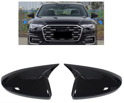 YDLYDL Spiegelkappen für Audi A6 C8 S6 RS6 A7 A8 2019-2025, Rückspiegelabdeckung Spiegelschale Zubehör Auto Außenspiegel Abdeckung Schutzdekoration,Black