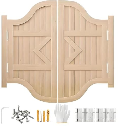 Generisch Cafétüren Westerntür, Holz Schwingtür, W70-150cm H80/90/100cm Schwingtüren, Saloontüren, Café-Schwingtüren Cowboy-Tür, Für Veranda Terrasse Garten(W102 x H90cm)