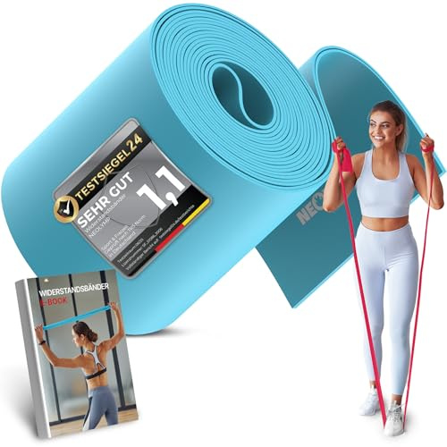NEOLYMP Widerstandsbänder 15 cm breit - reißfeste Fitnessbänder aus TPE, Gymnastikband - elastische Resistance Bands für Krafttraining, Physio, Pilates (3 m | Blau | Resistance Band)