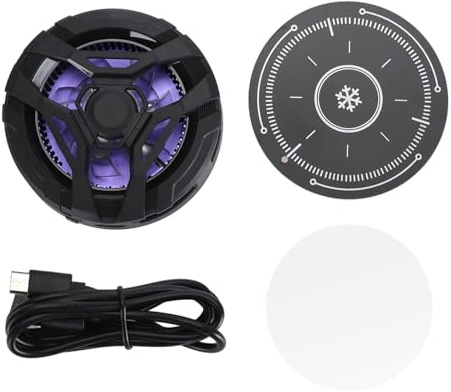 Zymothrix Ventilateur de refroidissement multifonctionnel pour téléphones portables, à semi-conducteur magnétique, réglable sur 3 niveaux, 5500 tr/min, compatible avec la plupart des (Noire)