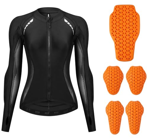 ARMAAN Giacca Da Moto Donna In Rete - Indumento Protettivo Softshell Certificato CE, Giacca Da Motocross Traspirante Con Protezioni, Maglia Imbottita Ad Alta Visibilità Per Motociclisti,Black-S