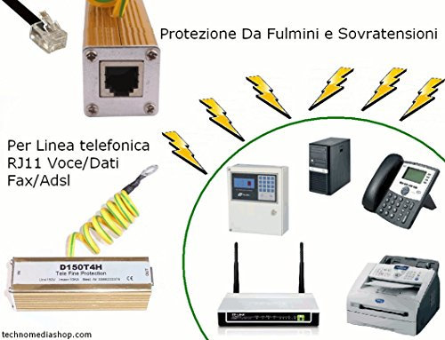 TechnoMedia Schutz vor Überspannungen und Entladungen von Fulmini RJ11 Telefonbuchse.