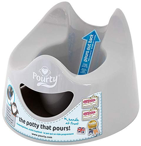 Toddler Essentials Easy Pour Potty - Light Grey | Portable Potty Training Toilet Seat for Toddlers | Hygienic, Easy to Clean, and Travel-Friendly (Previously Known as Pourty)