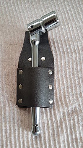 Heavy Duty Scaffold Spanner 7/16 (21mm) 12 Teeth Flexi Head Swing Over Handle With Black Leather Single Spanner Frog/Pocket/Pouch BBI for Scaffolding Tools Leather Belt