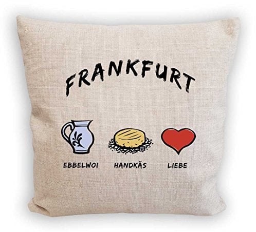 die stadtmeister Sofakissen ''Frankfurt: Ebbelwoi - Handkäs - Liebe''