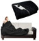 Electric Heated Throw Over Under Blanket Fleece Washable Polyester Warm Mattress (Black)