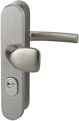 THIRARD - Ensemble de poignées de sécurité palière pour porte d'entrée, béquille et aileron, entr'axes 216mm, anodisé inox