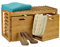 Relaxdays Sitzbank mit Stauraum, Bambus, 2 Aufbewahrungsboxen, Bank für Flur, Bad, Garderobe, HBT 44,5x80x40 cm, Natur